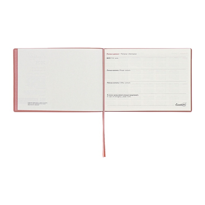 Еженедельник датированный 2025 года, 181х127 мм, 64 листа ESCALADA, мягкая обложка из искусственной кожи, блинтовое тиснение, кремовый блок 70 г/м&sup2;, розовый