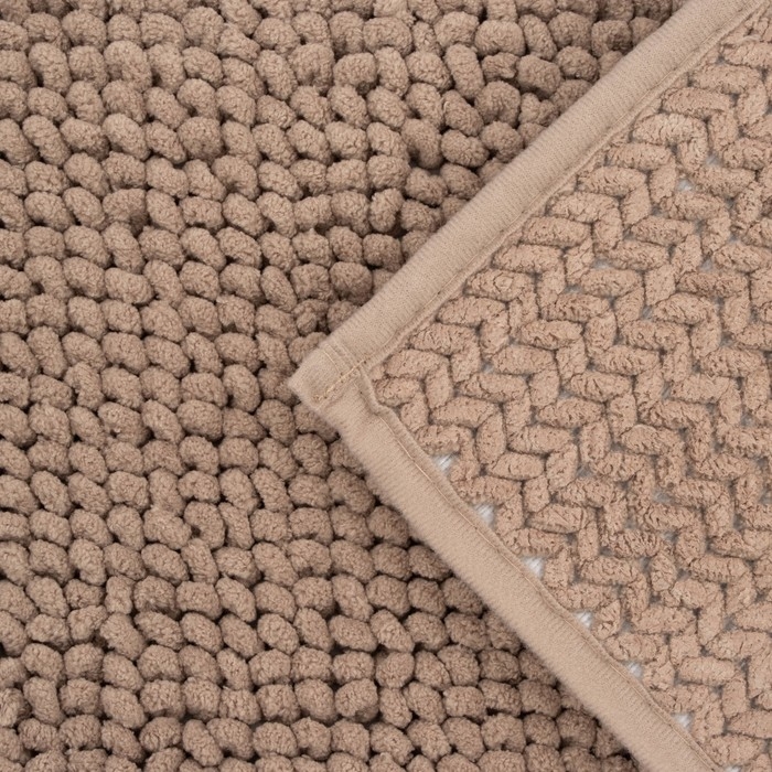Коврик "Букли" для ванной 50х80 см, бежевый, микрофибра плотность 1100