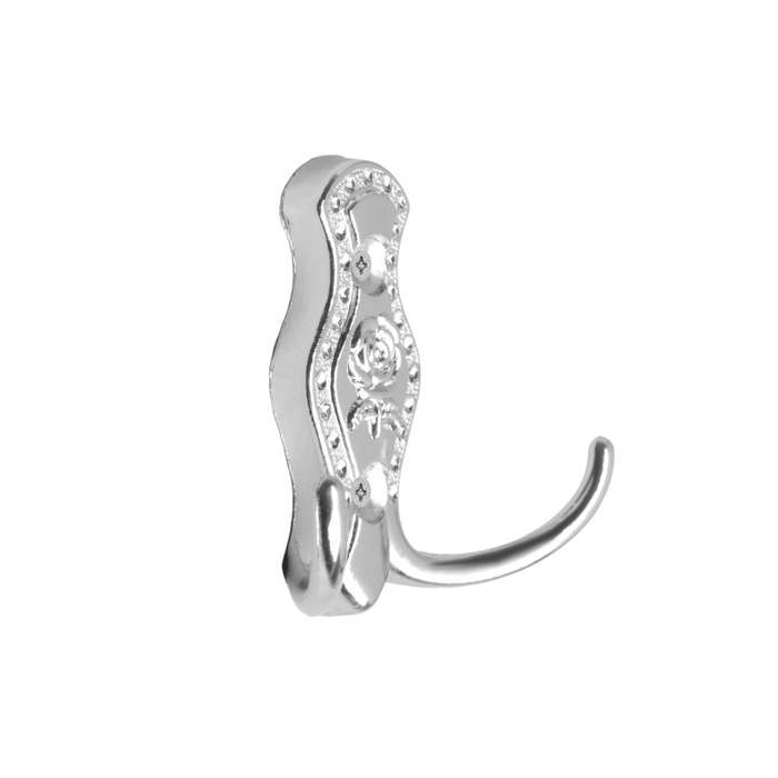 Крючок мебельный ТУНДРА TKD023, двухрожковый, хром Крючок мебельный ТУНДРА TKD023, двухрожковый, хром