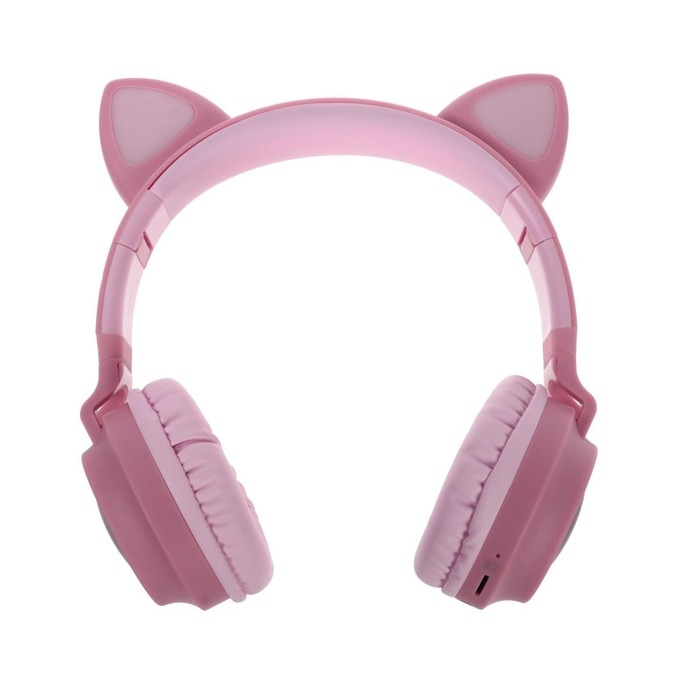 Наушники Hoco W27, беспроводные, накладные, микрофон, BT 5.0, 300 мАч, подсветка, розовые