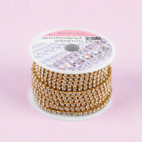 Цепь со стразами, металл, стекло, 2,5 мм, 9 ± 1 м, цвет золотой Цепь со стразами, металл, стекло, 2,5 мм, 9 ± 1 м, цвет золотой