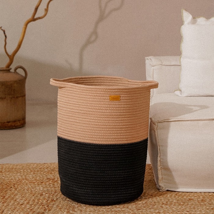 Корзина для белья плетеная круглая SL Home Cotton, хлопок, 33&times;45 см