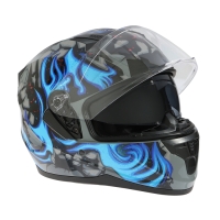 Шлем интеграл с двумя визорами, размер XL (60-61), модель BLD-M67E, черно-синий Шлем интеграл с двумя визорами, размер XL (60-61), модель BLD-M67E, черно-синий