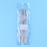 Новый год! Трубочки для коктейля &laquo;Снежинки&raquo;, уголки, в наборе 6 штук, серебро