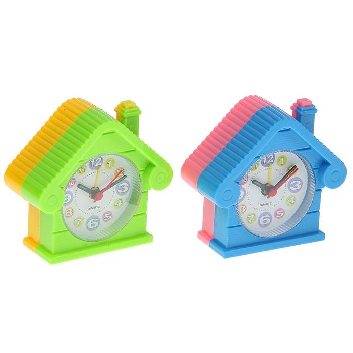 Часы настольные будильник детский с подсветкой Часы настольные будильник детский с подсветкой "Домик", 9 х 8.5 см, микс