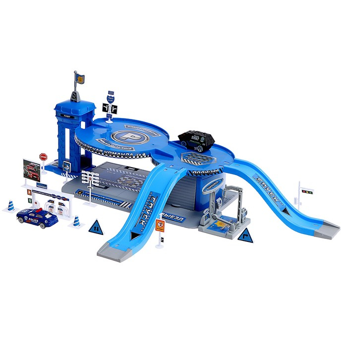 Парковка «Полицейский участок», с 2 металлическими машинами Парковка «Полицейский участок», с 2 металлическими машинами