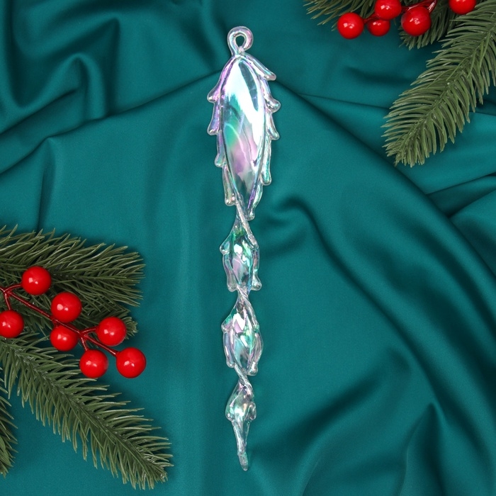 Ёлочная игрушка &laquo;Зимнее волшебство. Завитая сосулька&raquo; пластик, 22х3,5 см, прозрачный