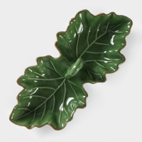 Менажница 2 ячейки Доляна «Лист», 21,8×6,9 см, цвет зелёный Менажница 2 ячейки Доляна «Лист», 21,8×6,9 см, цвет зелёный