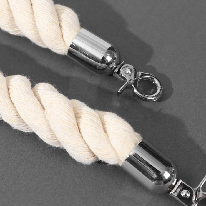 Ручка для сумки, канат, 60 &times; 1,5 см, с карабинами, цвет кремовый/серебряный