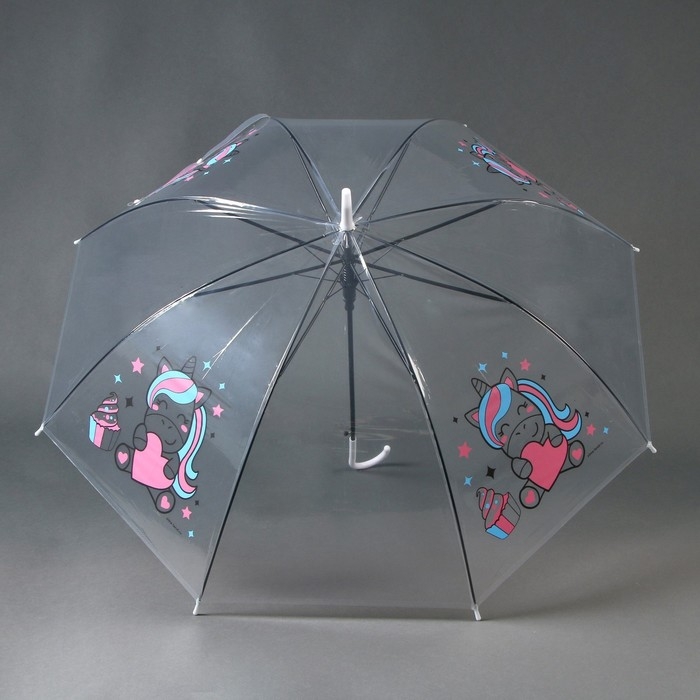 Зонт детский «Единорожка» полуавтомат прозрачный, d=90см Зонт детский «Единорожка» полуавтомат прозрачный, d=90см