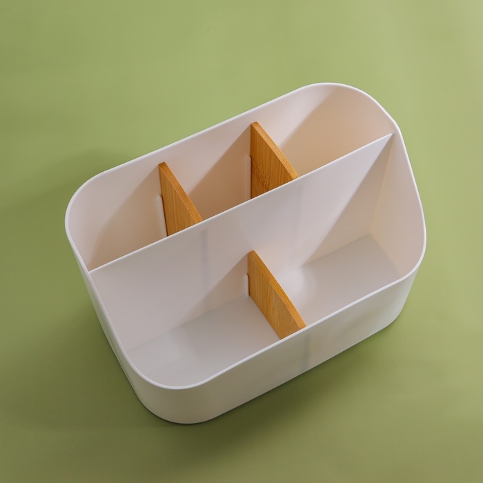 Органайзер для хранения &laquo;BAMBOO&raquo;, 5 секций, передвижные секции, 18,5 &times; 11,5 &times; 10,6 см, цвет белый