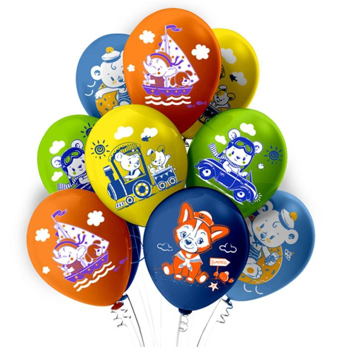 Шар латексный 12 Шар латексный 12" «Шарики для мальчика!», шелкография, 1-сторонний, 5 дизайнов, набор 100 шт., МИКС