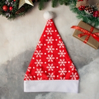 Колпак новогодний "Снежинки в горохе" 28х37 см, красный Колпак новогодний "Снежинки в горохе" 28х37 см, красный