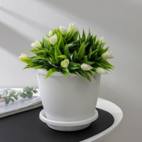 Горшок для цветов с поддоном &laquo;Афина&raquo;, 2,2 л, пластиковый, цвет белый