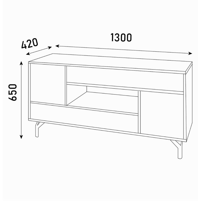 Тумба ТВ Лабиринт, 1300х420х650, белый/дуб вотан