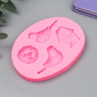 Молд силикон "Птицы с гнездом и скворечником" 4 предмета 1,4х7,1х9,4 см