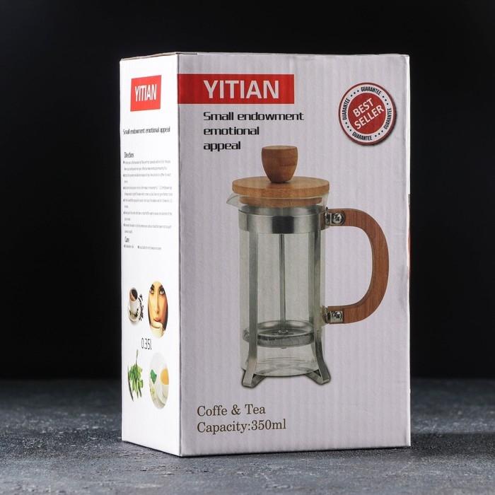 Чайник заварочный френч - пресс «Лофт», 350 мл, стекло, цвет чёрный Чайник заварочный френч - пресс «Лофт», 350 мл, стекло, цвет чёрный