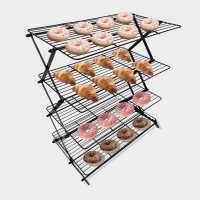 Решётка для глазирования и остывания кондитерских изделий, 4 яруса, 43,5&times;25,5&times;8 см, цвет чёрный