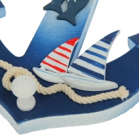 Вешалка интерьерная &laquo;Якорь&raquo;, 1 крючок, бело-синяя, 28 х 20 х 5 см