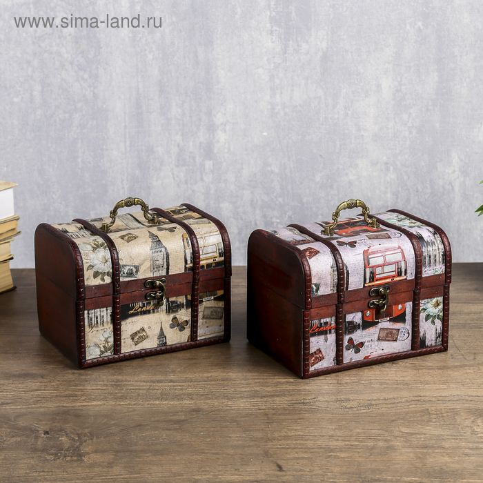Шкатулка дерево сундучок Шкатулка дерево сундучок "Путешествие по Европе" 15х20х15 см