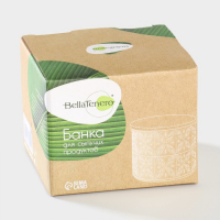 Банка для хранения сыпучих продуктов BellaTenero &laquo;Листья&raquo;, 330 мл, d=10 см, с бамбуковой крышкой, фарфоровая, цвет белый