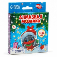 Алмазная мозаика на новый год на подвеске &laquo;Снегирь&raquo;, 9 х 11 см, новогодний набор для творчества