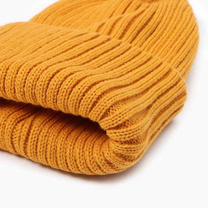 Шапка детская, цвет горчичный, размер 54-56