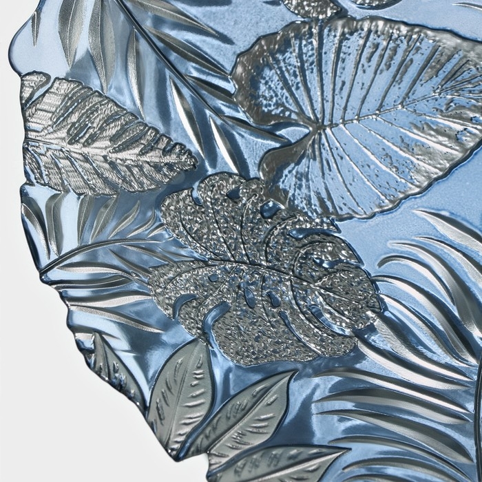 Салатник стеклянный &laquo;Арабис&raquo;, d=33 см, цвет голубой