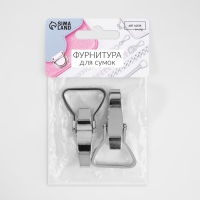 Карабин металлический, 55 &times; 35 мм / 26 &times; 3,5 мм, 2 шт, цвет серебряный