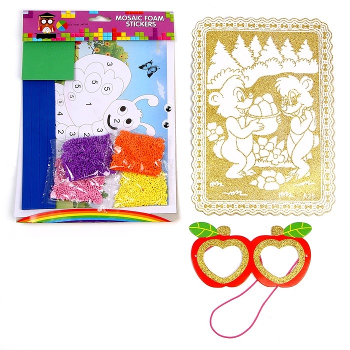 Набор для творчества: аппликация EVA крошкой и раскраска + маска на резинке &laquo;Бабочка&raquo;