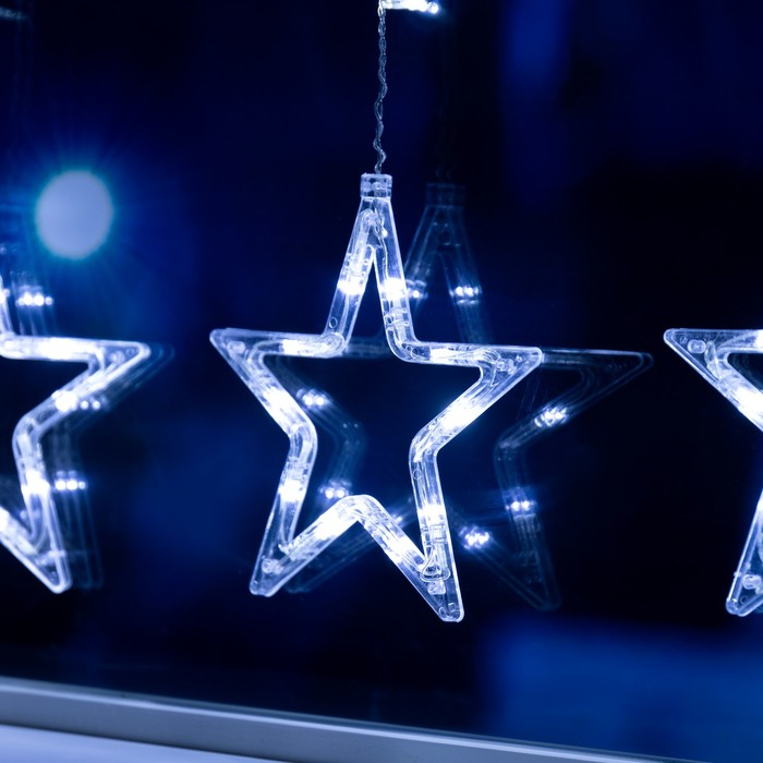 Гирлянда &laquo;Бахрома&raquo; 2.4 &times; 0.9 м с насадками &laquo;Звёзды&raquo;, IP20, прозрачная нить, 138 LED, свечение белое, 8 режимов, 220 В