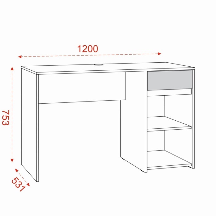 Стол Торонто 12.149, 1200х531х753, Белый/Стальной серый