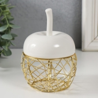 Шкатулка керамика, металл "Яблочко" белая 8,5х8,5х12 см Шкатулка керамика, металл "Яблочко" белая 8,5х8,5х12 см