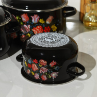 Набор эмалированных кастрюль «Букет тюльпанов», 3 предмета: 2 л, 4 л, 5,5 л, индукция Набор эмалированных кастрюль «Букет тюльпанов», 3 предмета: 2 л, 4 л, 5,5 л, индукция