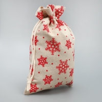 Мешочек подарочный холща &laquo;Дарю от всей души&raquo;, снежинки, холща,16 х 24 см +/- 1.5 см, Новый год