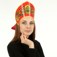 Кокошник &laquo;Анфиса&raquo; жёлтые цветы на красном