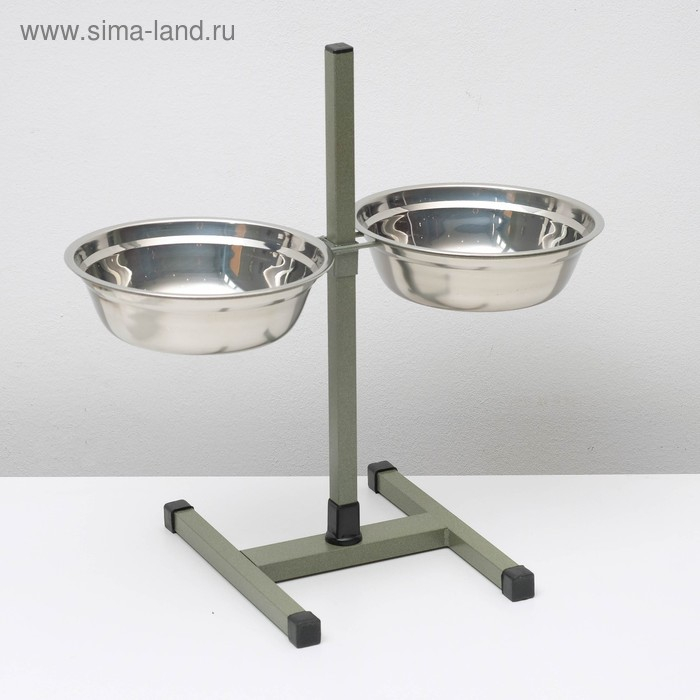 Подставка с мисками, 2 х 2 л, высота 50 см, разборная, зелёная Подставка с мисками, 2 х 2 л, высота 50 см, разборная, зелёная