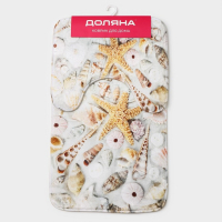 Коврики для ванной и туалета Доляна &laquo;Ракушки&raquo;, 2 шт: 45&times;36 см, 75&times;44 см