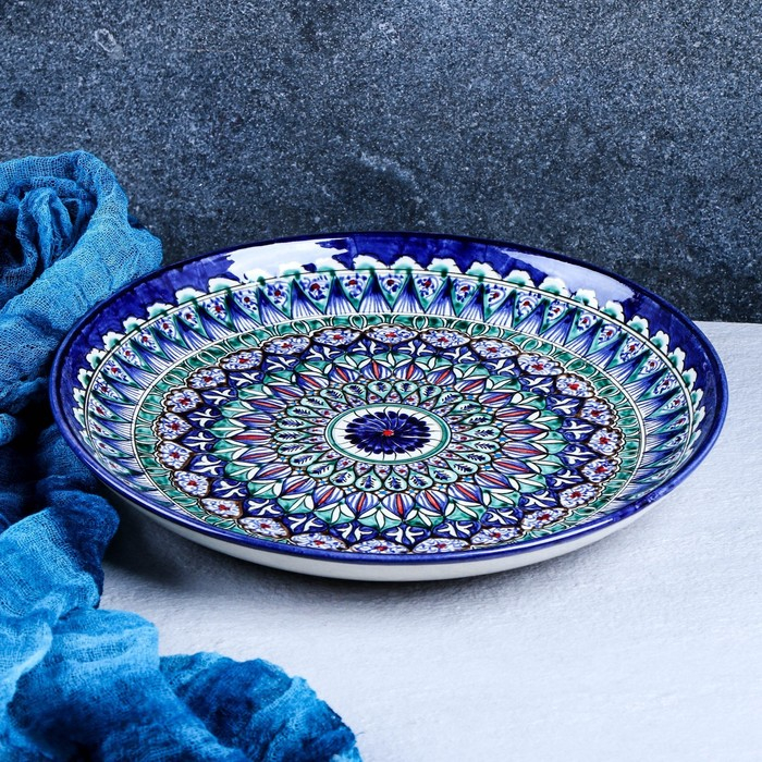 Ляган Риштанская Керамика Ляган Риштанская Керамика "Узоры", 28 см, синий