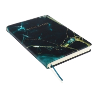 Ежедневник недатир A5 136л кожзам deVENTE. Marble,тв обл с пор,тис ф,перф,ляс,кр бл70,зел