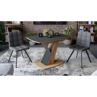 Стол кухонный на одной ножке Гарда-1 раскладной 1100/1415х750х750 Дуб Крафт золотой/Черный