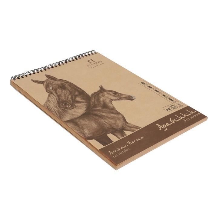 Альбом для эскизов А4, 50 листов на гребне Альбом для эскизов А4, 50 листов на гребне "Арабчики", обложка крафт-бумага, блок крафт-бумага 70 г/м²