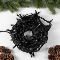 Гирлянда &laquo;Нить&raquo; 10 м, IP65, УМС, тёмная каучуковая нить, 100 LED, свечение мульти, 220 В