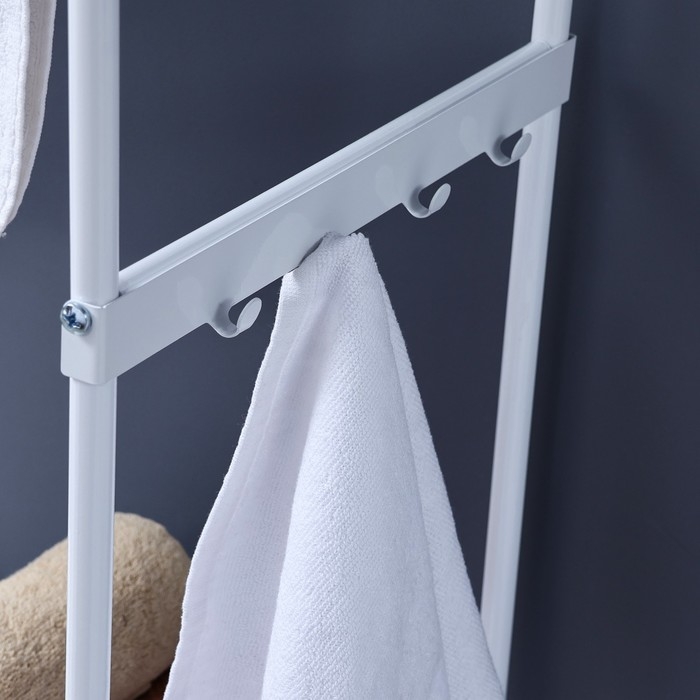 Стеллаж с двойной корзиной для белья и перекладинами, 2-х ярусный, 60&times;35&times;160 см, цвет белый