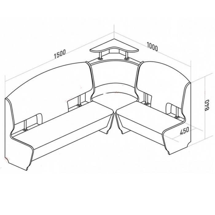 Кухонный уголок София-Катрин стандарт, 1500х1000х880, Мл. дуб/Эко замша бежевый/Графит Кухонный уголок София-Катрин стандарт, 1500х1000х880, Мл. дуб/Эко замша бежевый/Графит