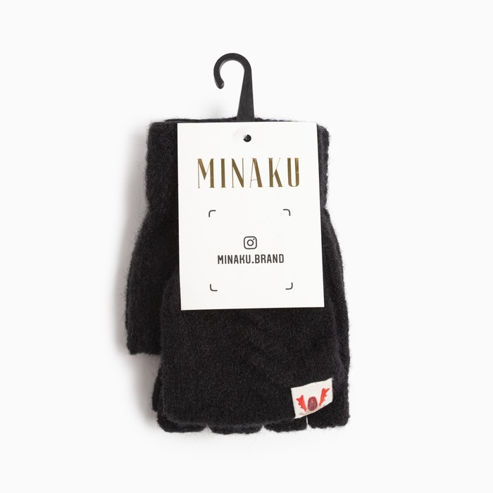 Митенки женские MINAKU однослойные, р-р 23 см, цв.чёрный Митенки женские MINAKU однослойные, р-р 23 см, цв.чёрный