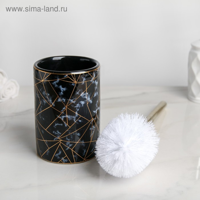 Ёршик для унитаза с подставкой «Лили», 9,5×9,5×37 см, цвет чёрный Ёршик для унитаза с подставкой «Лили», 9,5×9,5×37 см, цвет чёрный