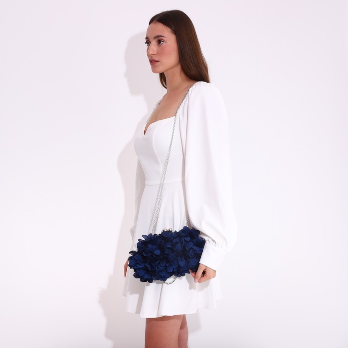 Сумка-клатч на фермуаре, цвет синий