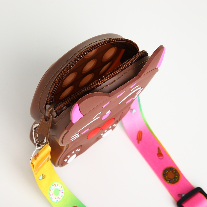 Сумка детская для девочки на молнии, цвет коричневый