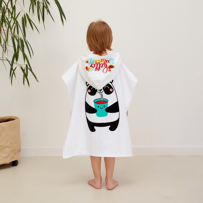 Полотенце-пончо детское махровое Крошка Я &laquo;Панда&raquo; 60х120см, 100% хлопок, 300гр/м2